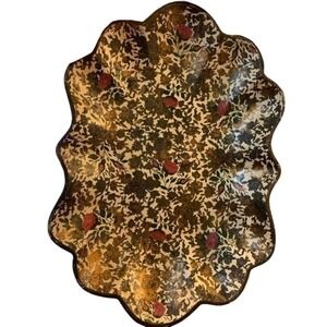 Vintage Florentine Serving  Bowl/Tray Paper Mache Gold Floral  Elegant Holiday